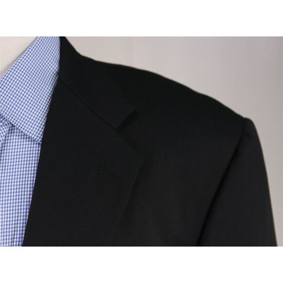 Hickey-Freeman Solid Black w/ Roman Coin Buttons 2-Btn Wool Blazer Jacket 42L - Picture 4 of 9